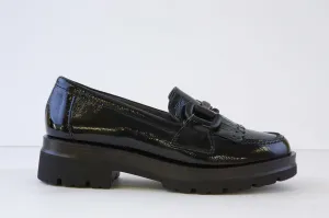 PITILLOS - 10096 SLIP-ON LOW HEEL SHOE - BLACK PATENT