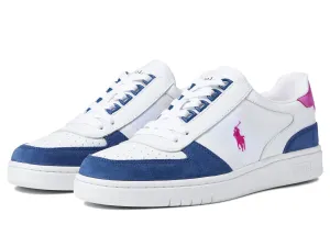 POLO RALPH LAUREN Court Low-Top Sneaker White/Light Navy/Vivid Pink 9 D (M)
