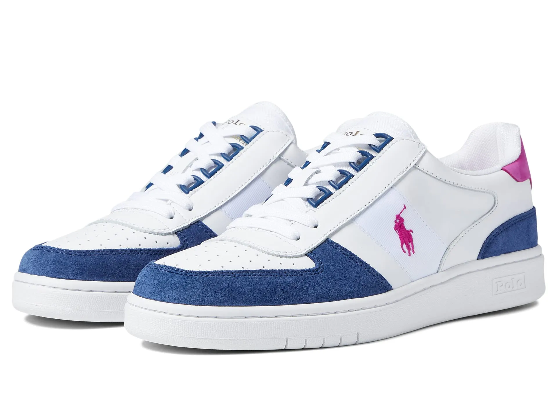 POLO RALPH LAUREN Court Low-Top Sneaker White/Light Navy/Vivid Pink 9 D (M)
