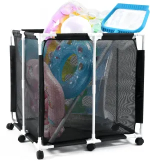 Pool Storage Bin, Float Toy Storage Organizer, Rolling Pool Toys Holder for Outdoor, 160 Gallon Large Mesh Poolside Container