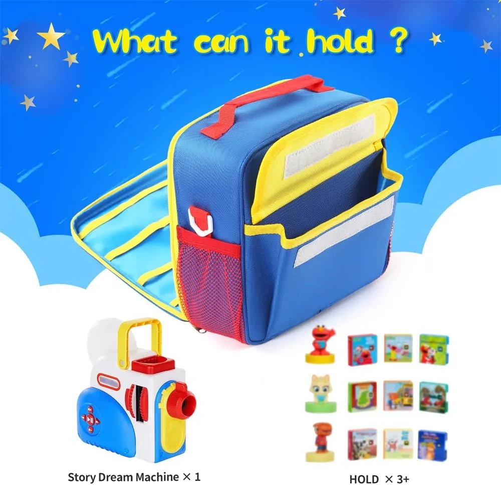 Portable Bag Carrying Case Compatible with Little Tikes Story Dream Machine Books Starter Set and Character (Blue)