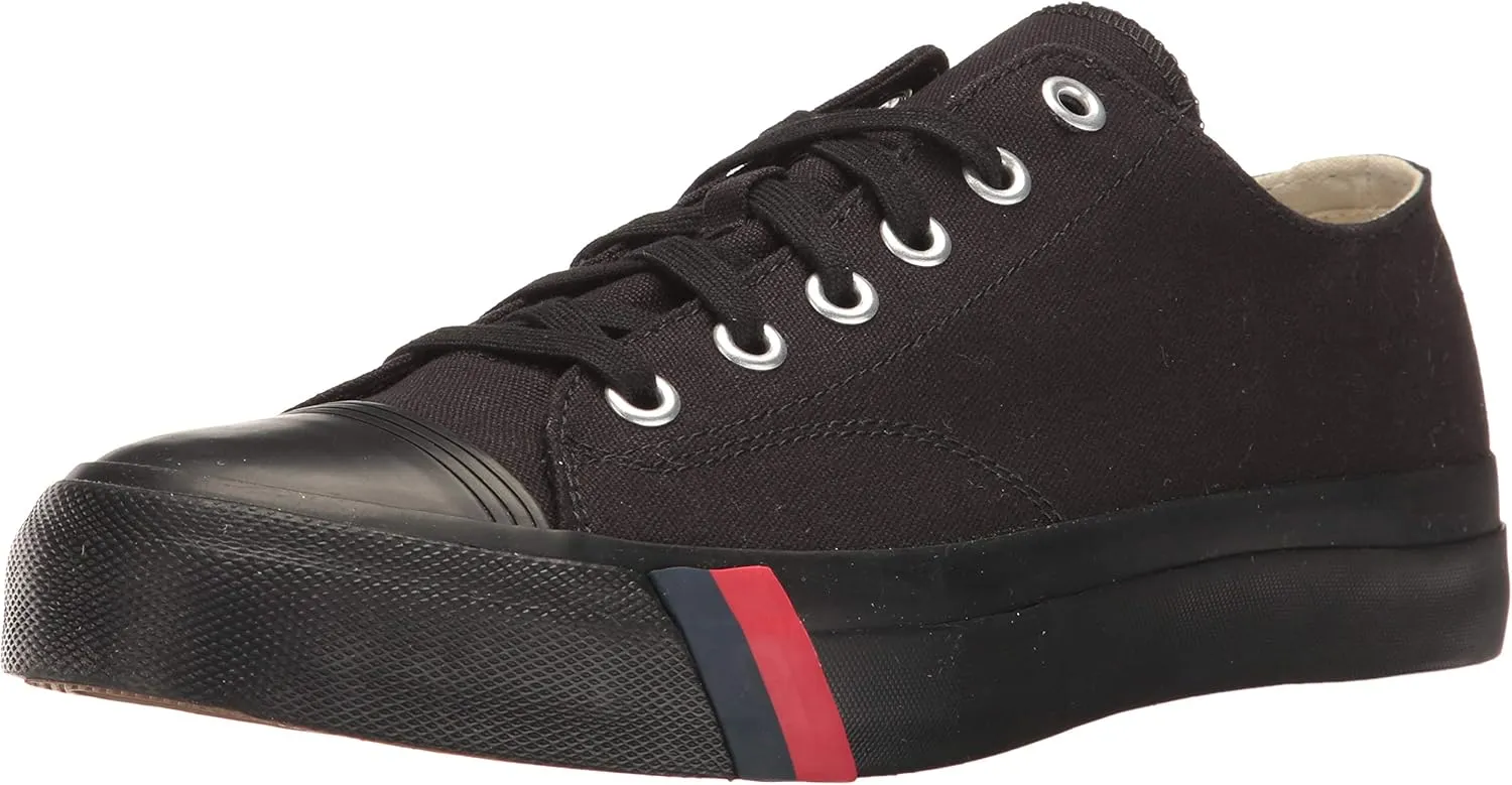 PRO-Keds Men's Royal Lo Lace Up Fashion Sneaker, Black/Black Canvas, 4
