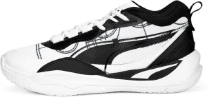 PUMA Men's PLAYMAKER PRO MID COURTSIDE Sneaker, Puma White-Puma Black, 10