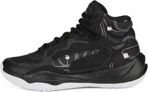 PUMA Playmaker Pro Mid Sneaker, Courtside Black-White, 4.5 US Unisex Big Kid