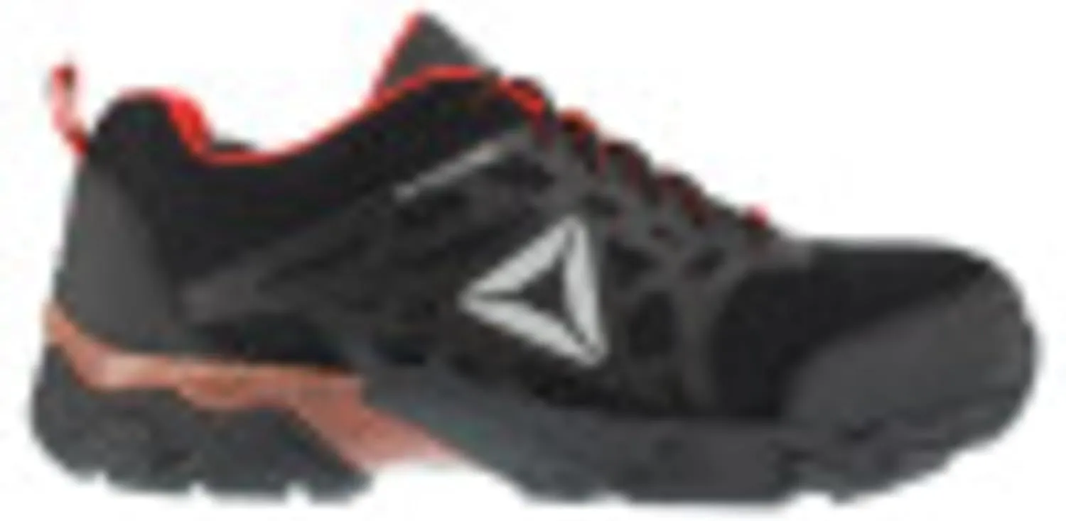 Reebok Work Men's RB1061 Beamer Safety Toe Seamless Athletic Work Shoe Black & Red Trim