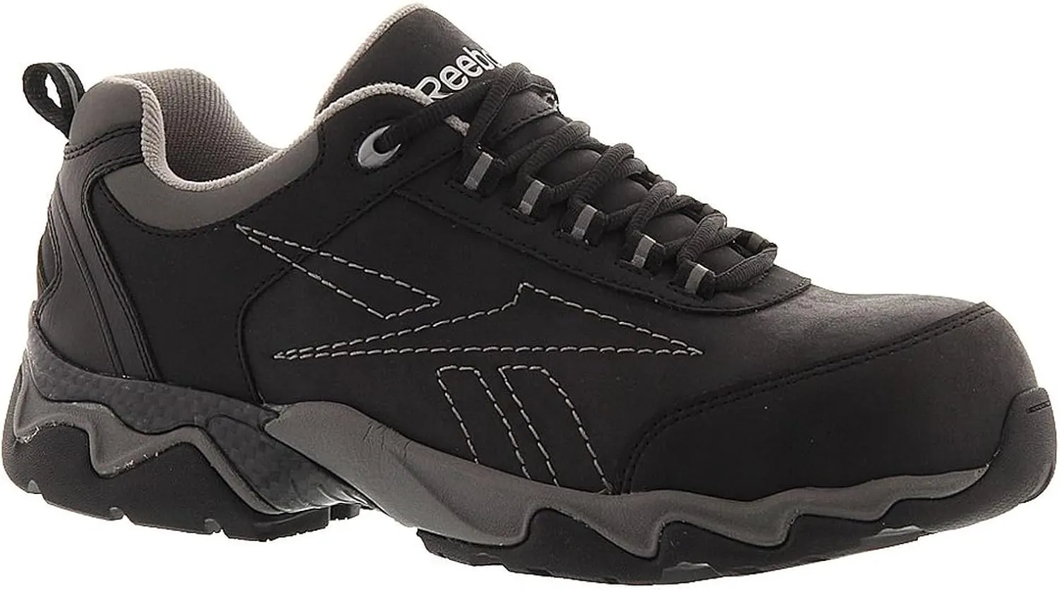 Reebok Work Men's RB1062 Beamer Safety Toe Athletic Work Shoe Black & Grey Trim