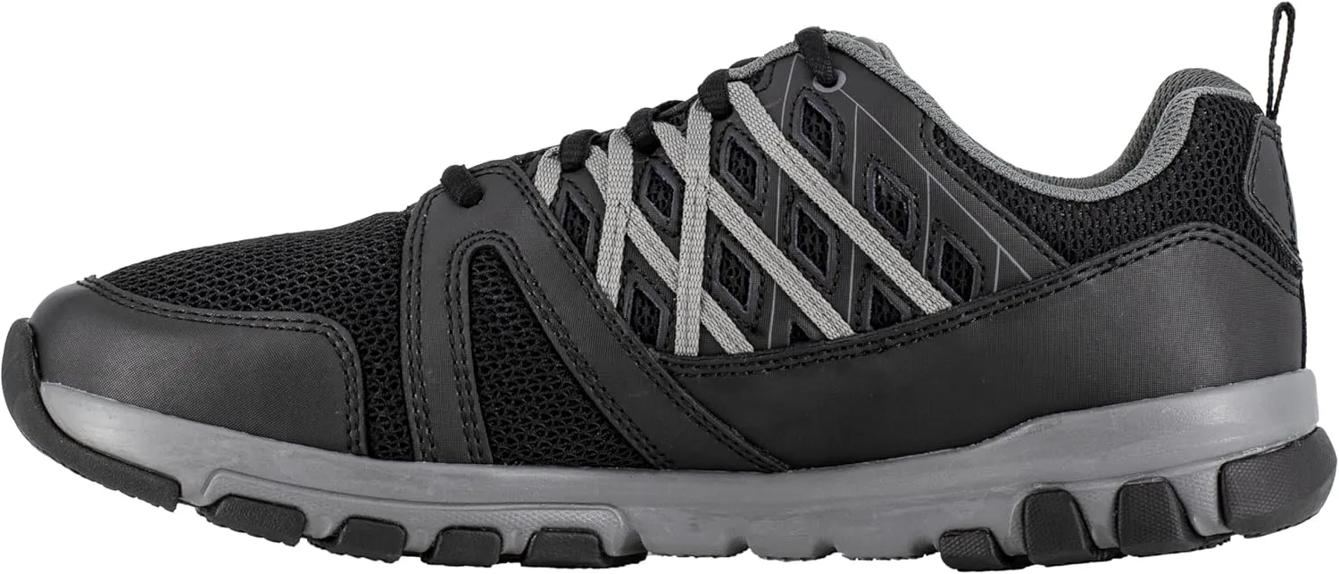 Reebok Work Men's RB4015 Sublite Athletic Soft Toe Work Shoe Black with Grey Trim Safety