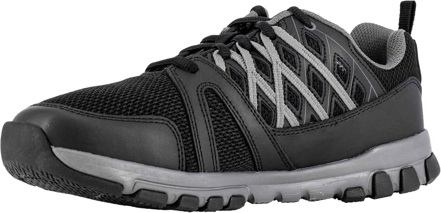 Reebok Work Men's RB4015 Sublite Athletic Soft Toe Work Shoe Black with Grey Trim Safety