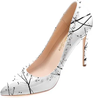 Reindee Lusion Womens 4 Inches High Stiletto Heels Pumps Rivets Closed Toe Sexy Shoes