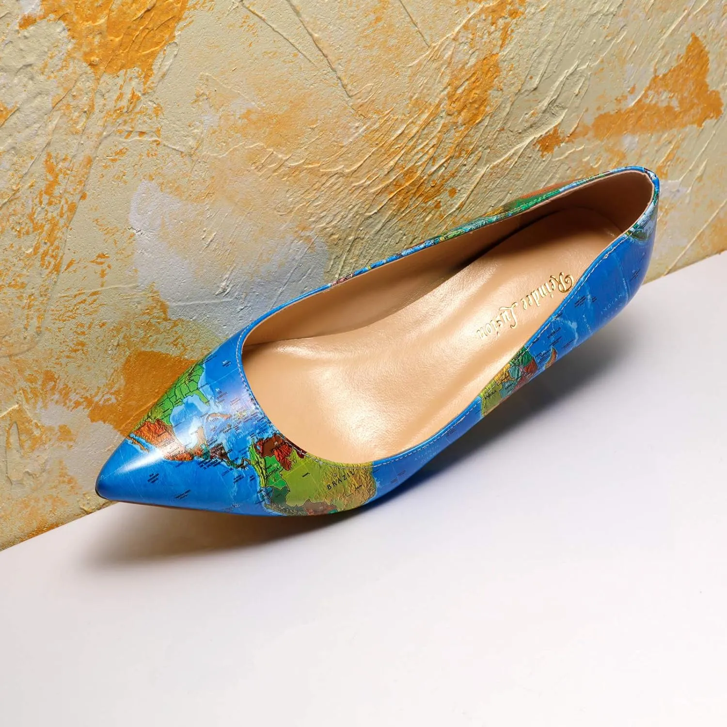 Reindee Lusion Womens High Stiletto Heels Pumps Music Note Printed Closed Toe Sexy Shoes