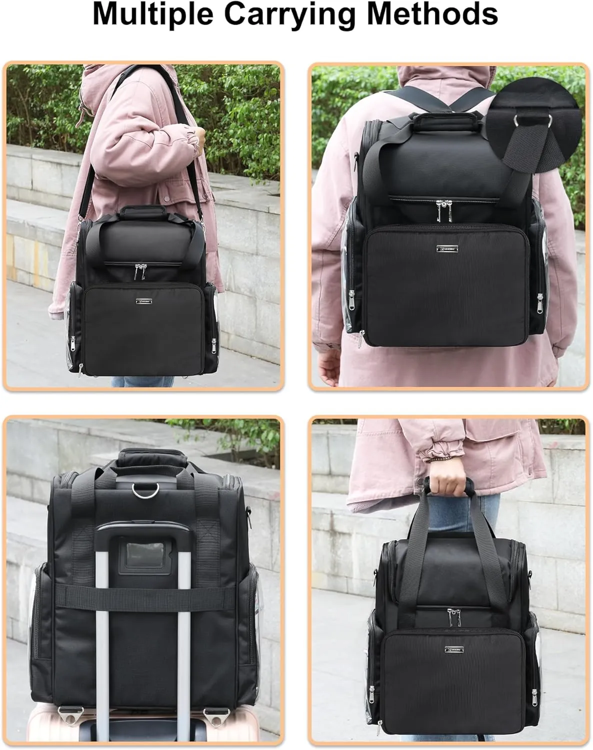 Relavel Hair Tools Travel Bag Hairstylist Traveling Bag Hairdresser Cosmetology Bag Storage Organizer Case for Hair Stylist Essentials, Barber Accessories with Adjustable Dividers and Shoulder Strap