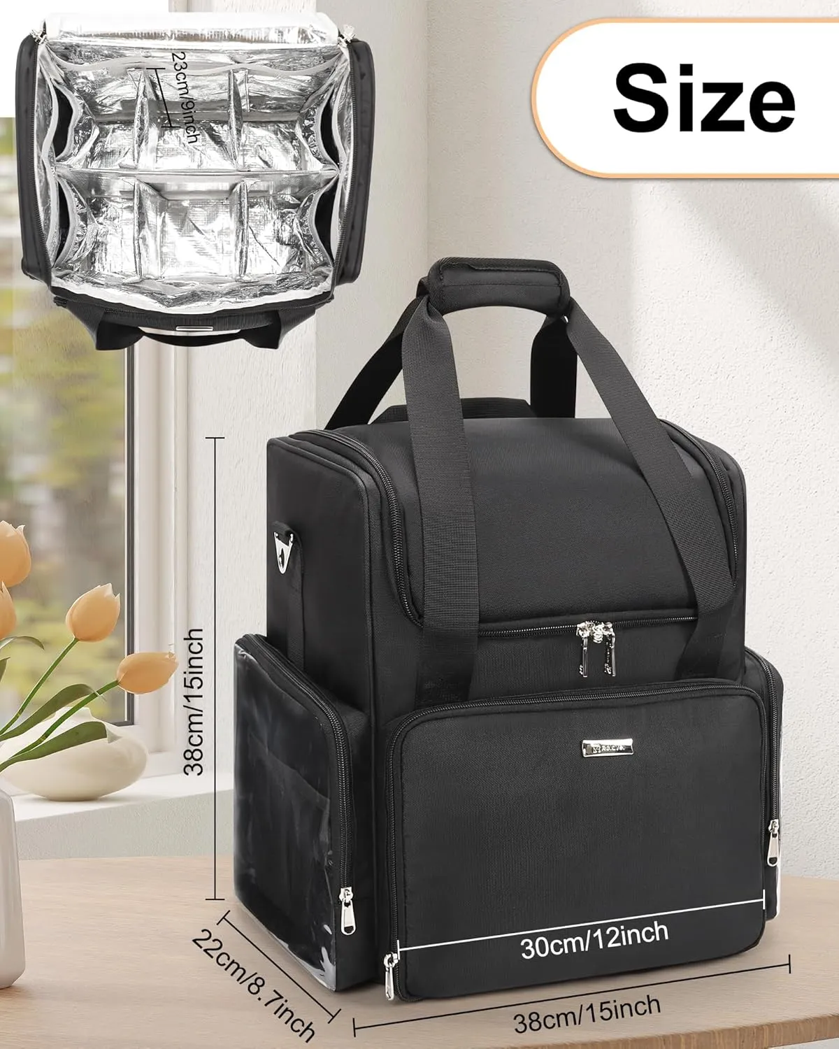 Relavel Hair Tools Travel Bag Hairstylist Traveling Bag Hairdresser Cosmetology Bag Storage Organizer Case for Hair Stylist Essentials, Barber Accessories with Adjustable Dividers and Shoulder Strap