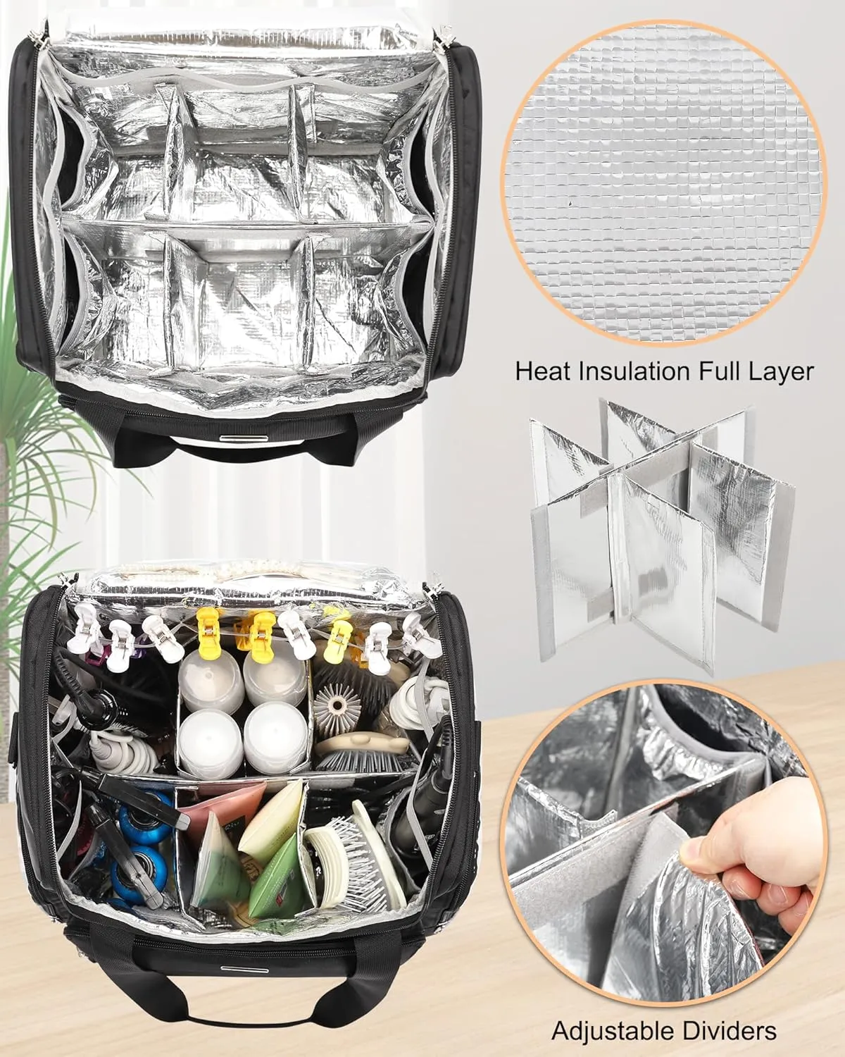 Relavel Hair Tools Travel Bag Hairstylist Traveling Bag Hairdresser Cosmetology Bag Storage Organizer Case for Hair Stylist Essentials, Barber Accessories with Adjustable Dividers and Shoulder Strap