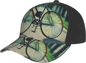 Retro Bicycle Print Baseball Cap for Men and Women – Curved Brim, Perfect for Outdoor, Sports, Travel, and Four Seasons Black