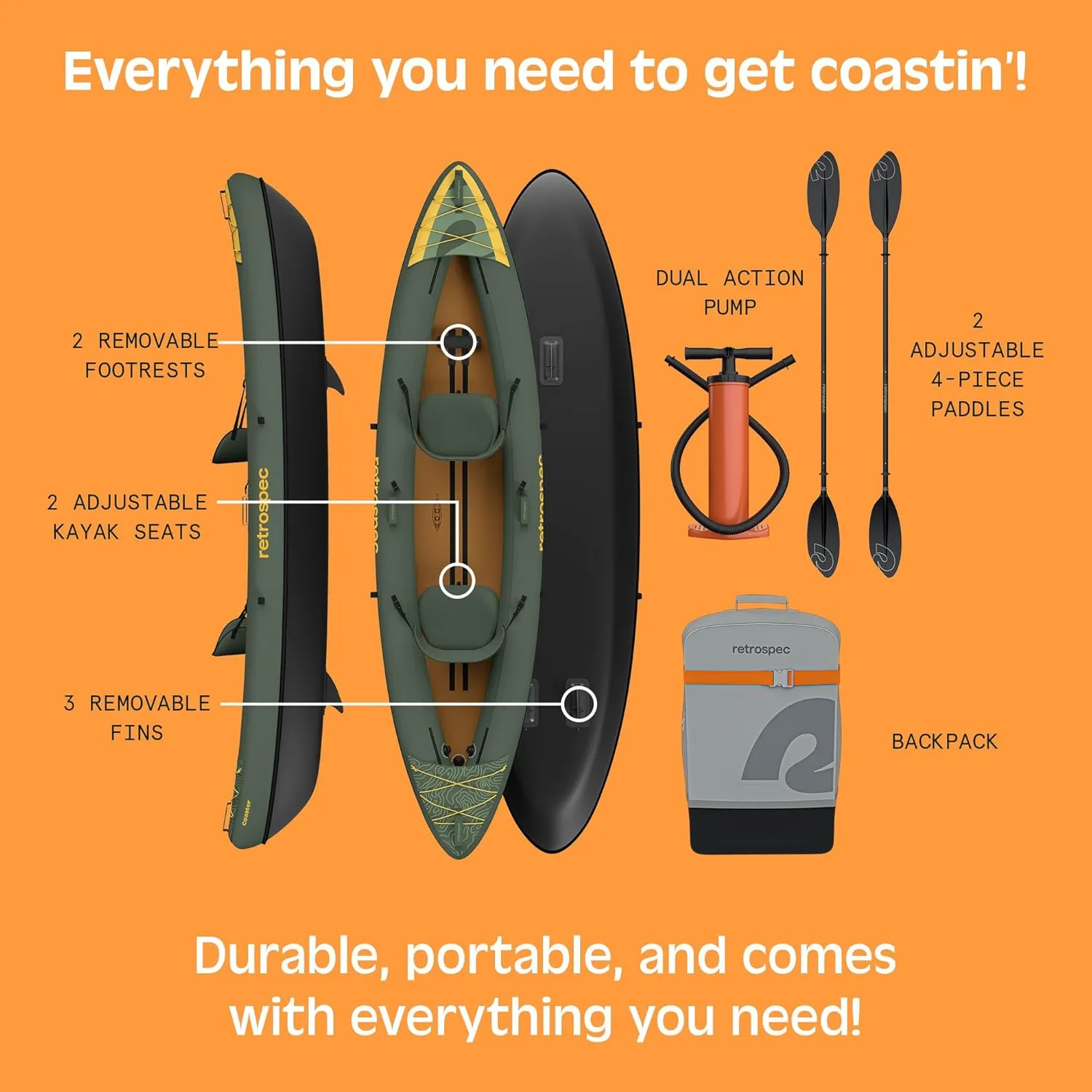 Retrospec Coaster Single & Tandem Inflatable Kayak