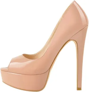 richealnini Women's Peep Toe Platform Stiletto High Heel Pumps