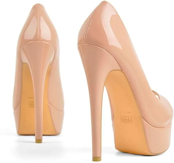 richealnini Women's Peep Toe Platform Stiletto High Heel Pumps