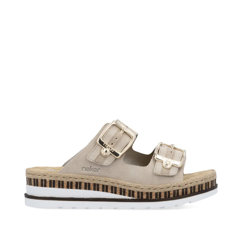 Rieker Ladies Mule Wedge Platform Wedge Sandal V7955-60