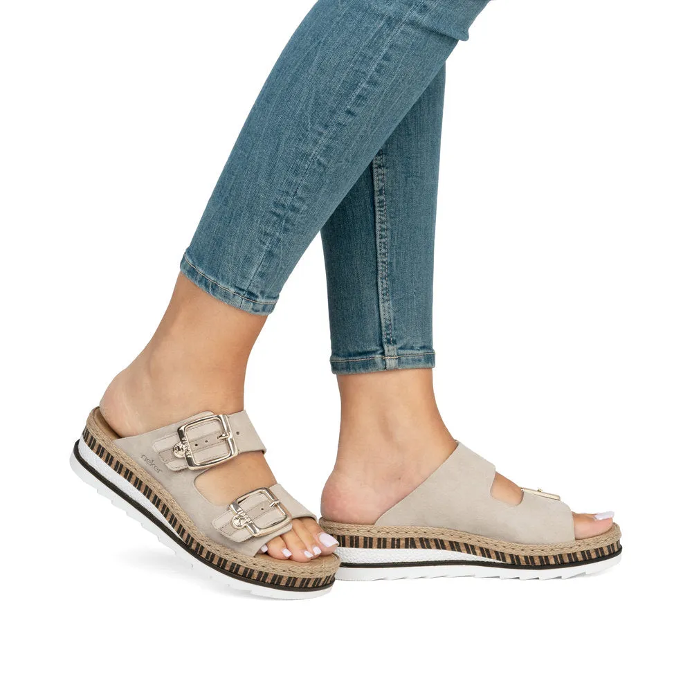 Rieker Ladies Mule Wedge Platform Wedge Sandal V7955-60