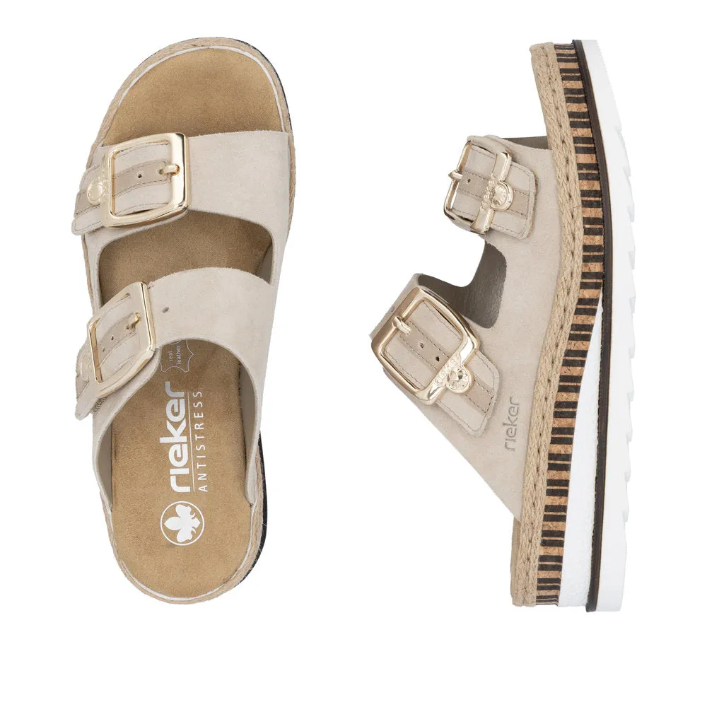 Rieker Ladies Mule Wedge Platform Wedge Sandal V7955-60