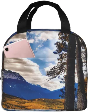 Rocky Mountain Range Print All-Day General Purpose Insulated Lunch Tote Bag Smooth Zipper Ensure Use Facilitate