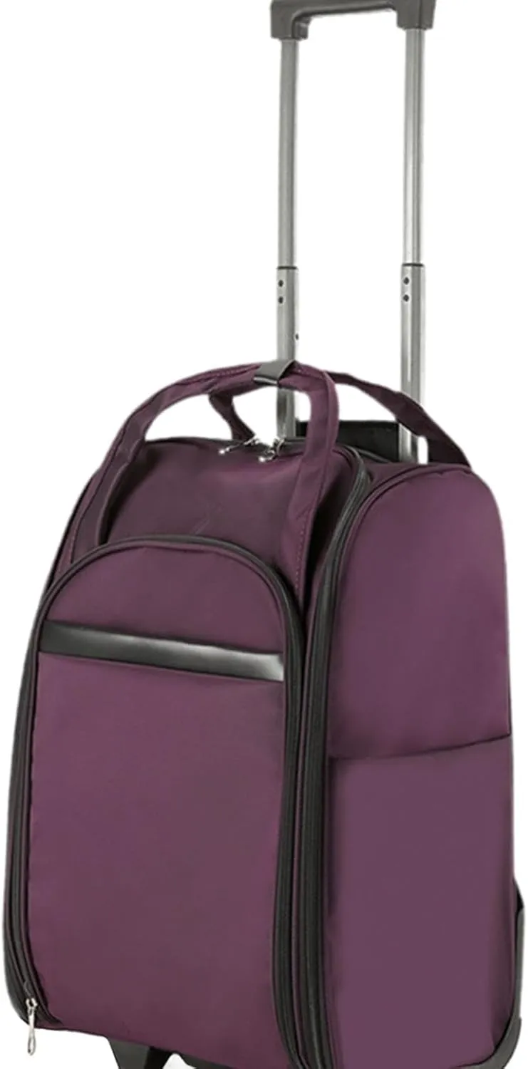 Rolling Duffel Bag with Wheels Multifunctional Suitcase for Sports Beach, Purple