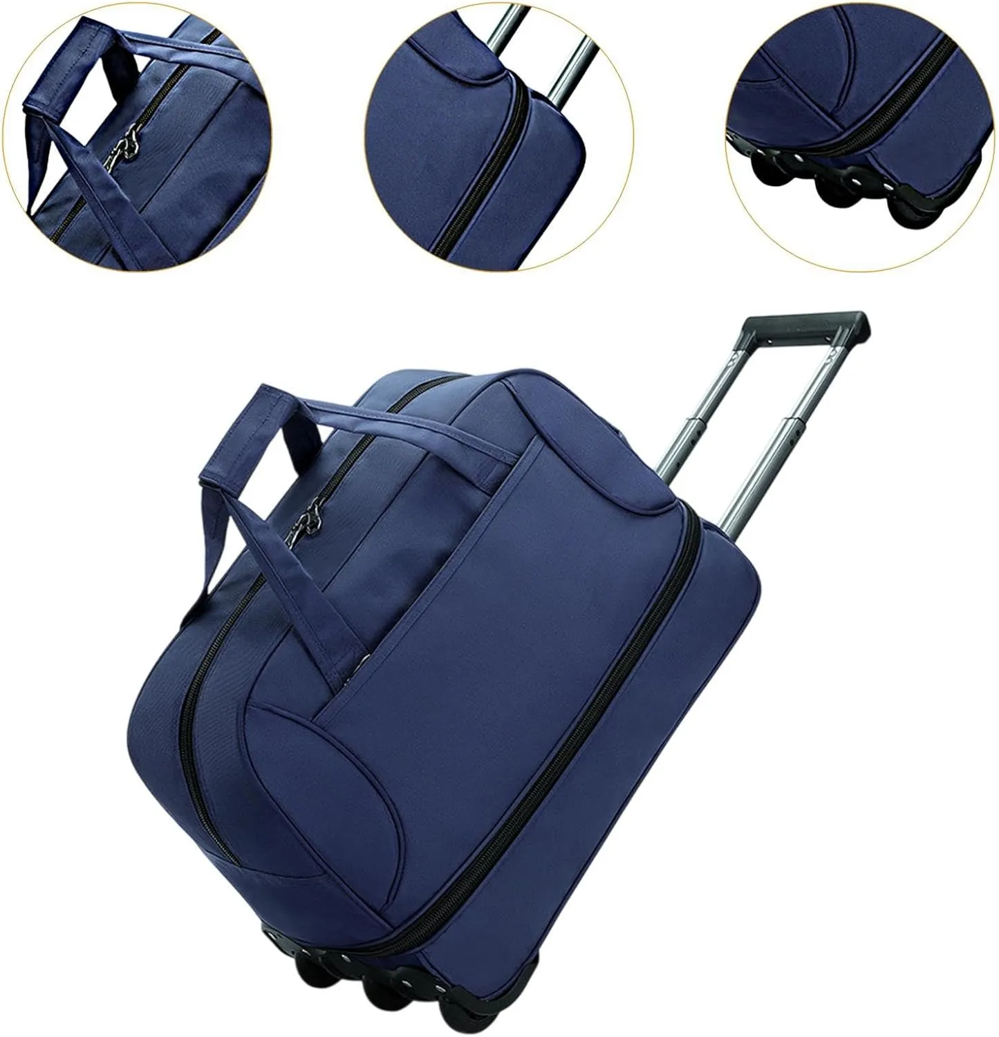 Rolling Duffel Bag with Wheels Oxford for Outdoors, Blue