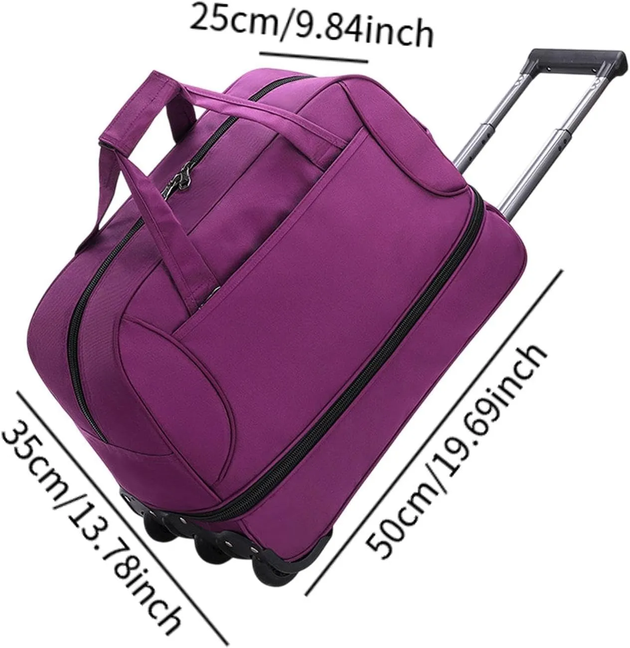 Rolling Duffel Bag with Wheels Oxford for Outdoors, Violet