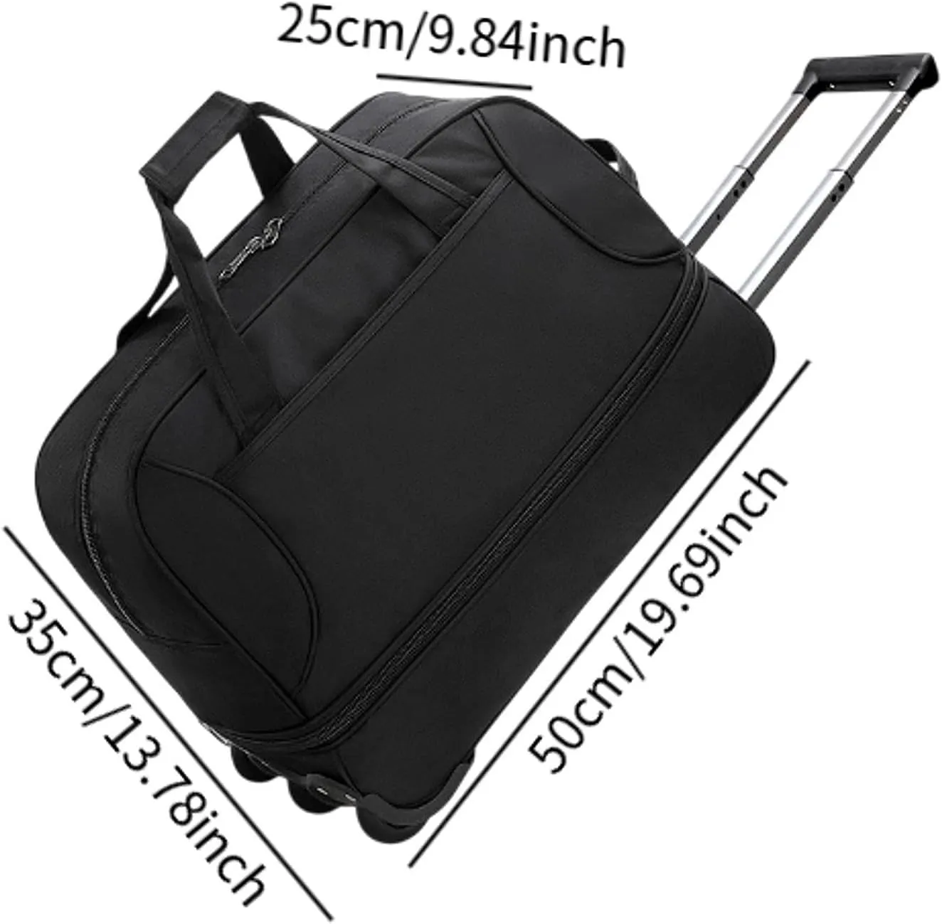 Rolling Duffel Bag with Wheels Travel Bag for Picnic Beach Sports Business Trip, Black