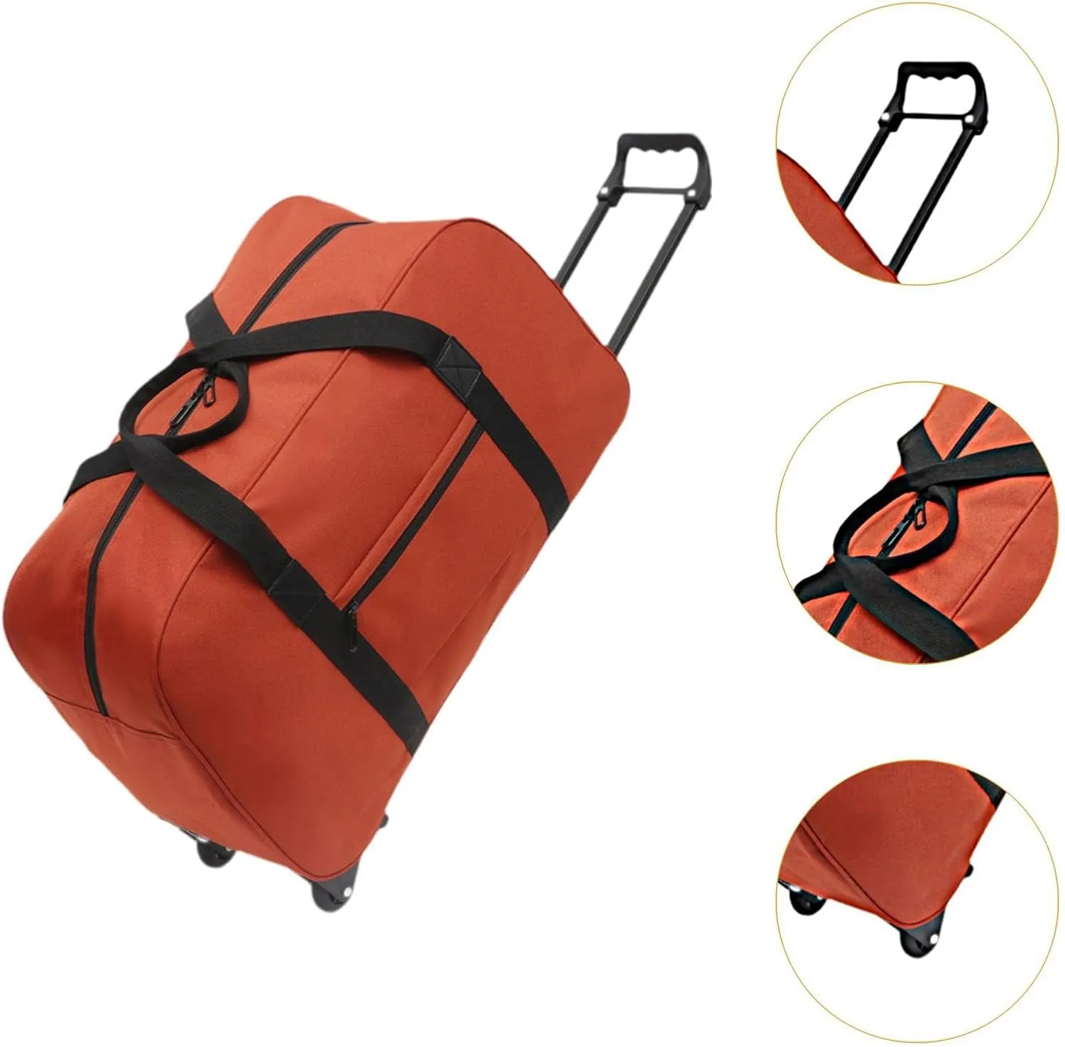 Rolling Duffel Trolley Bag for Men And Women, Versatile Handbag for Travel And Sports, orange