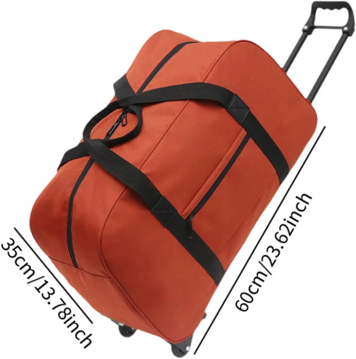Rolling Duffel Trolley Bag for Men And Women, Versatile Handbag for Travel And Sports, orange