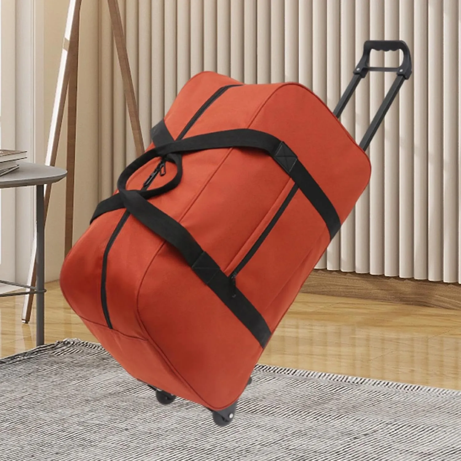 Rolling Duffel Trolley Bag for Men And Women, Versatile Handbag for Travel And Sports, orange