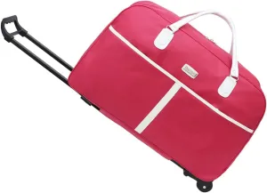 Rolling Travel Duffel Bag with Wheels and Handles, Weekender Handbag Toiletry Bag for Overnight Trip, Medium Red