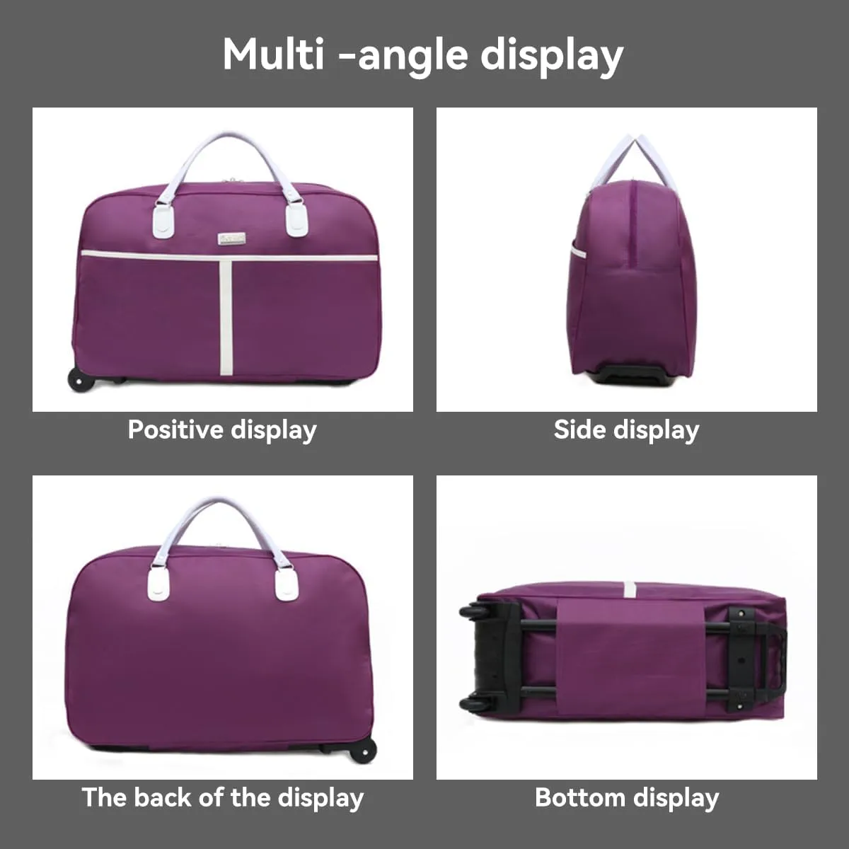 Rolling Travel Duffel Bag with Wheels and Handles, Weekender Handbag Toiletry Bag for Overnight Trip, Medium Red