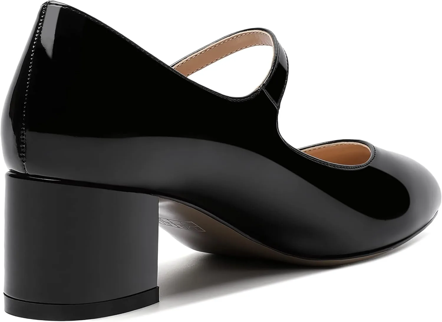 ROSERWISH Womens Strap Patent Ankle Strap Uniform Cute Round Toe Chunky Low Heel Pumps Shoes 2 Inch