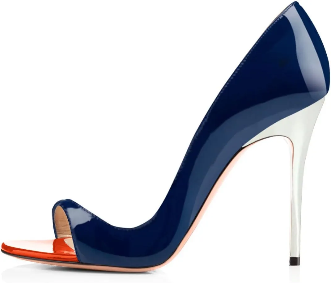 Round Open Toe High Stiletto Heel Pumps