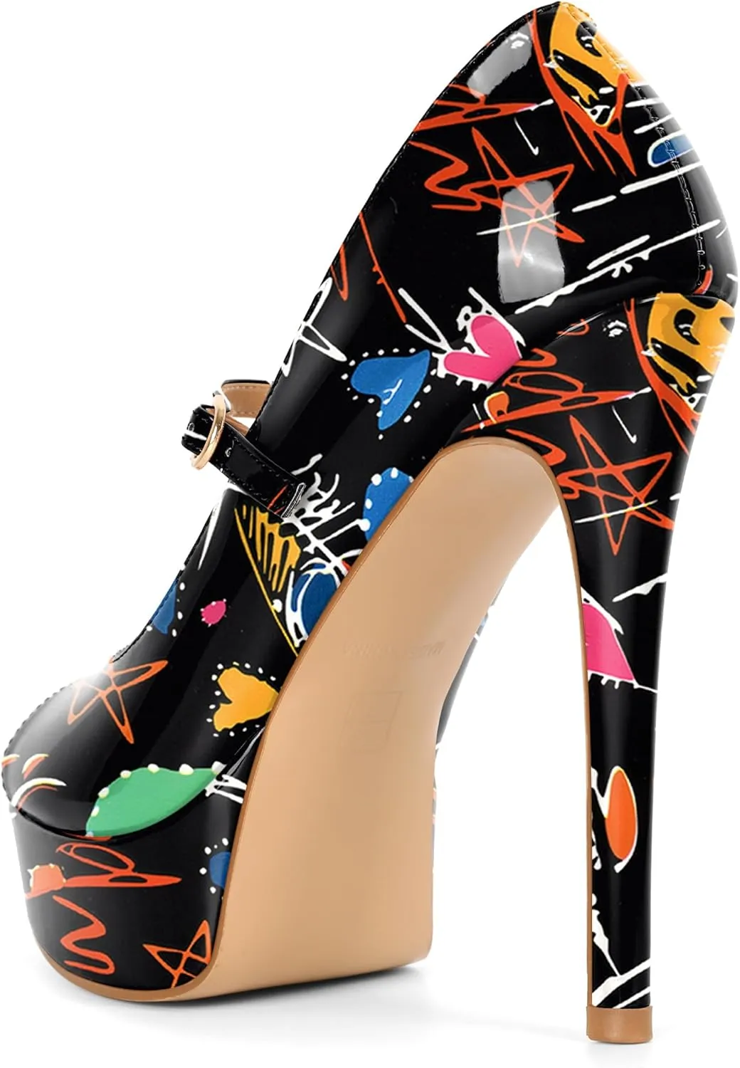 SAMMITOP Women's Peep Toe High Heels Platform Stiletto Pumps Patent Mary Jane Heels 5.5" Party Wedding Dress Shoes