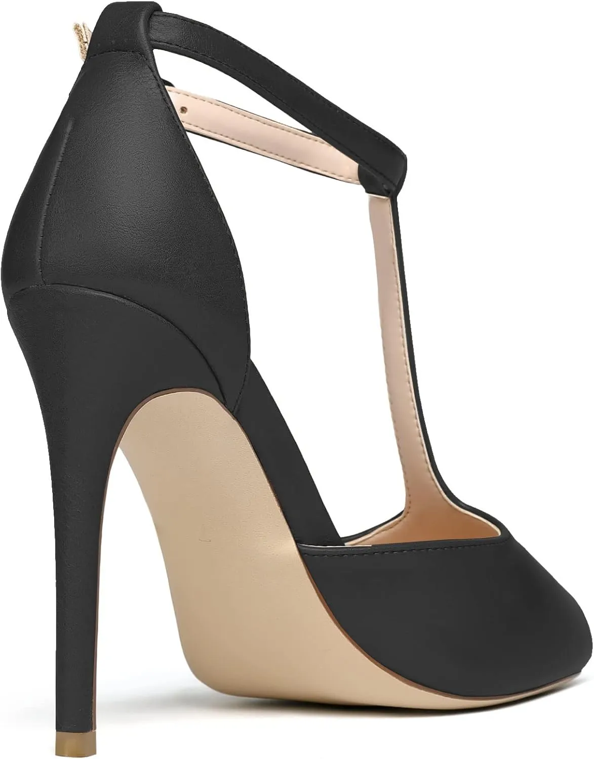 SAMMITOP Women's Peep Toe T-Strap Sandals Ankle Strap Buckle Closure High Heel Dress Shoes
