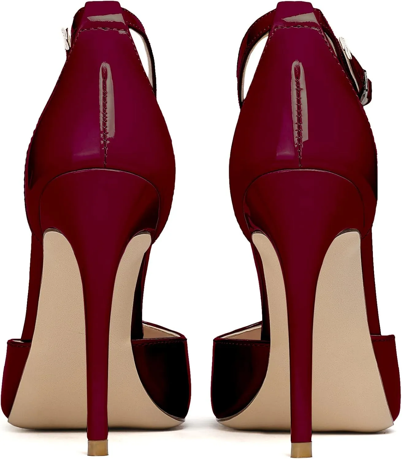 SAMMITOP Women's Peep Toe T-Strap Sandals Ankle Strap Buckle Closure High Heel Dress Shoes
