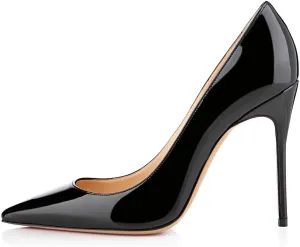 SAMMITOP Women's Pointed Toe Pumps Classic Slip-on 100mm High Heels Office Dress Shoes