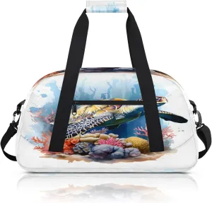 Sea Turtles Small Gym Bag 18 inch Carry On Duffel Bag for Weekender Travel Sports Workout Yoga Gymnastics Dance Ballet