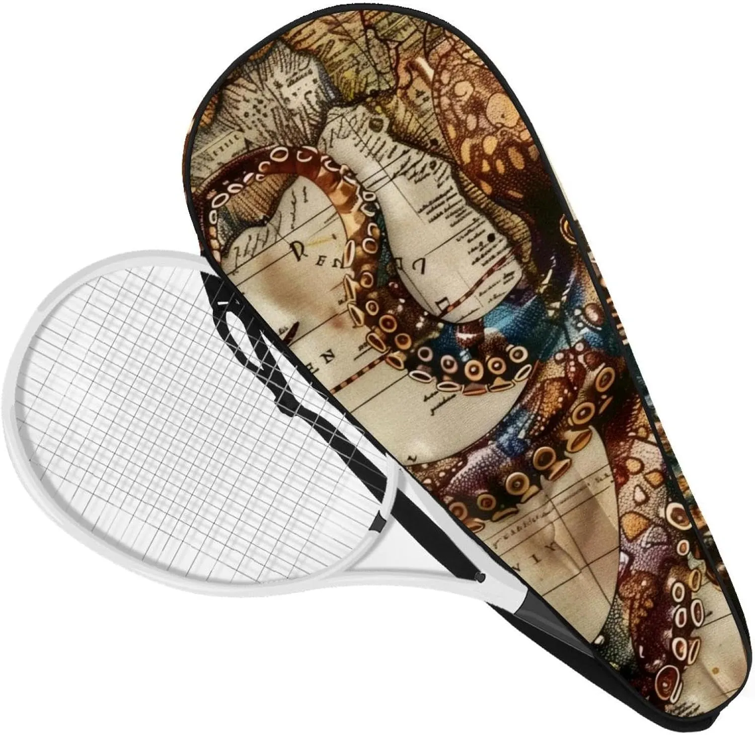 Seaweed Underwater Plants Ocean Coral Tennis Racquet Cover Bag Lightweight Bag with Adjustable Shoulder Strap