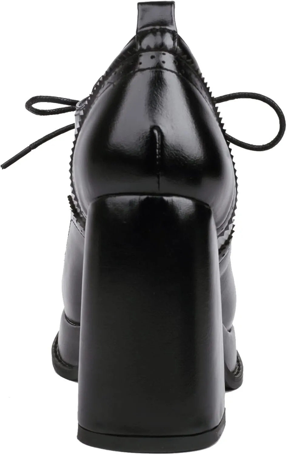 SEIFIN Women's Block High Heel Platform Pumps Square Toe Lace Up Ankle Booties Chunky Wingtip Oxford Dress Shoes