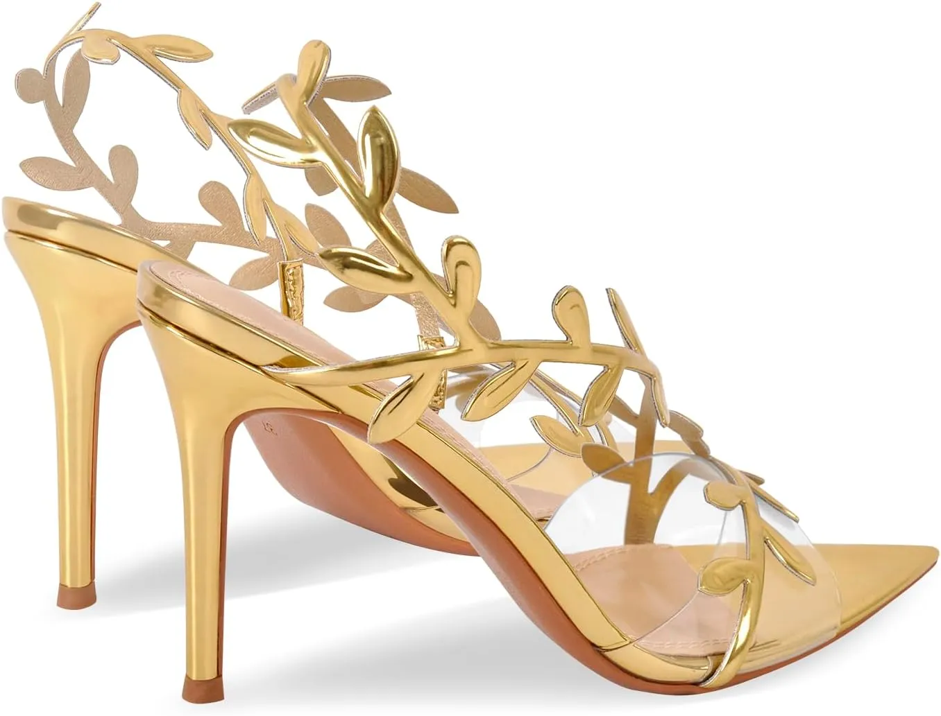 sexytag Clear Stiletto High Heels Pointed Open Toe Strappy Slingback Heeled Sandals for Women