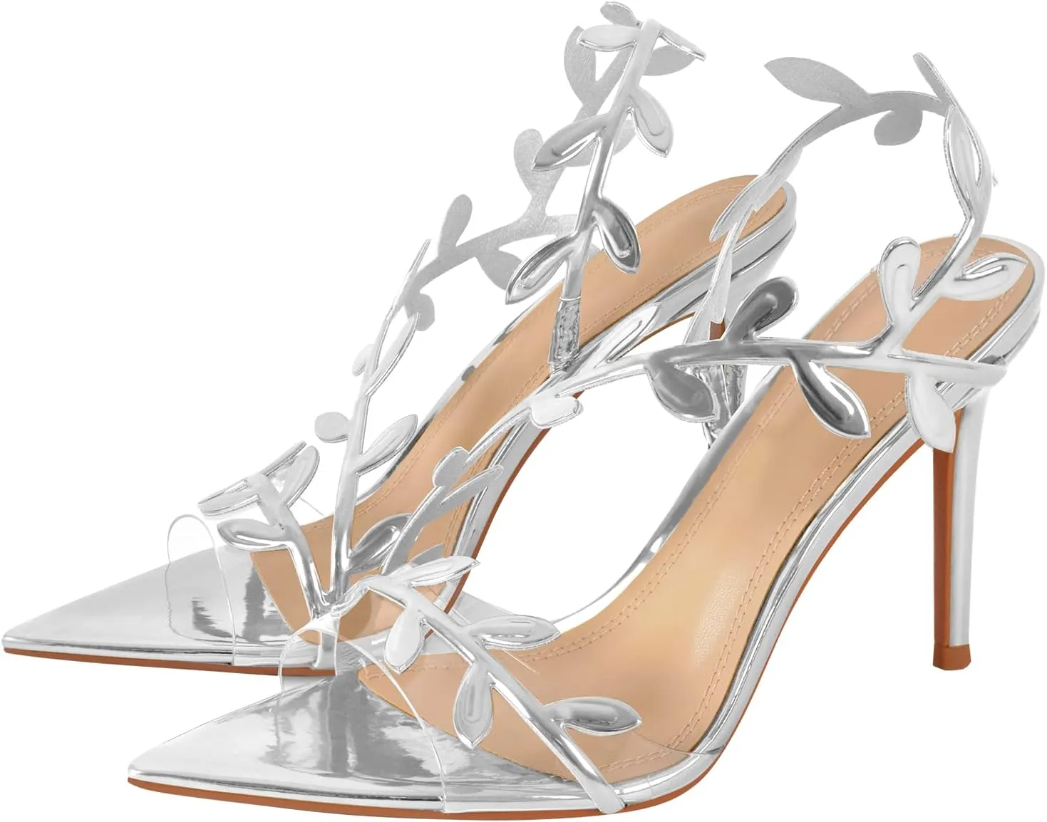 sexytag Clear Stiletto High Heels Pointed Open Toe Strappy Slingback Heeled Sandals for Women