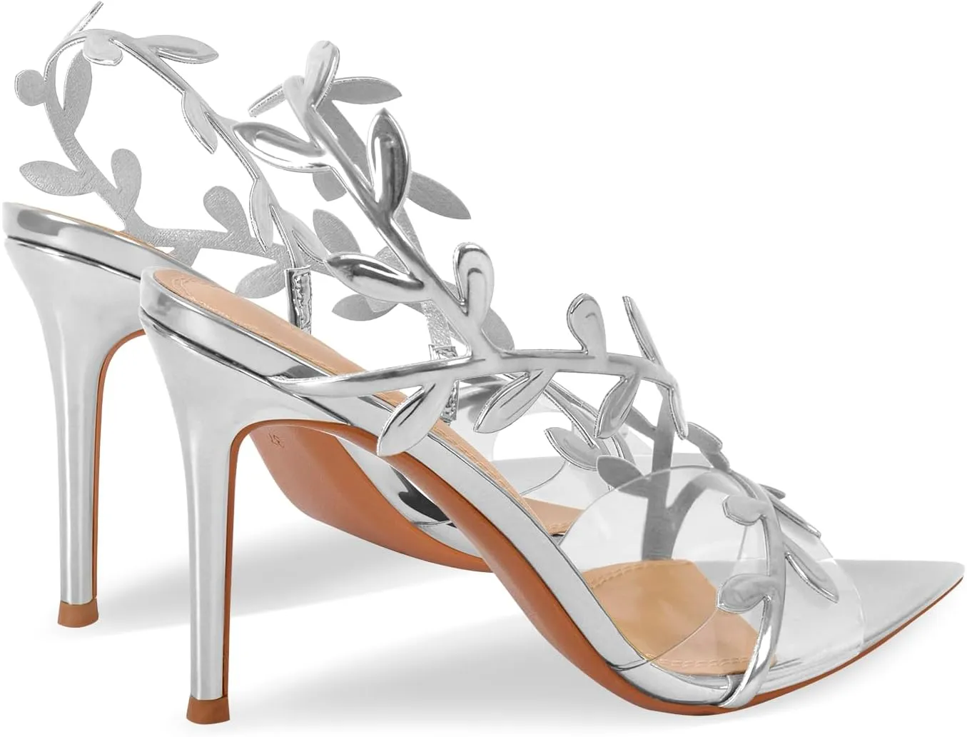 sexytag Clear Stiletto High Heels Pointed Open Toe Strappy Slingback Heeled Sandals for Women