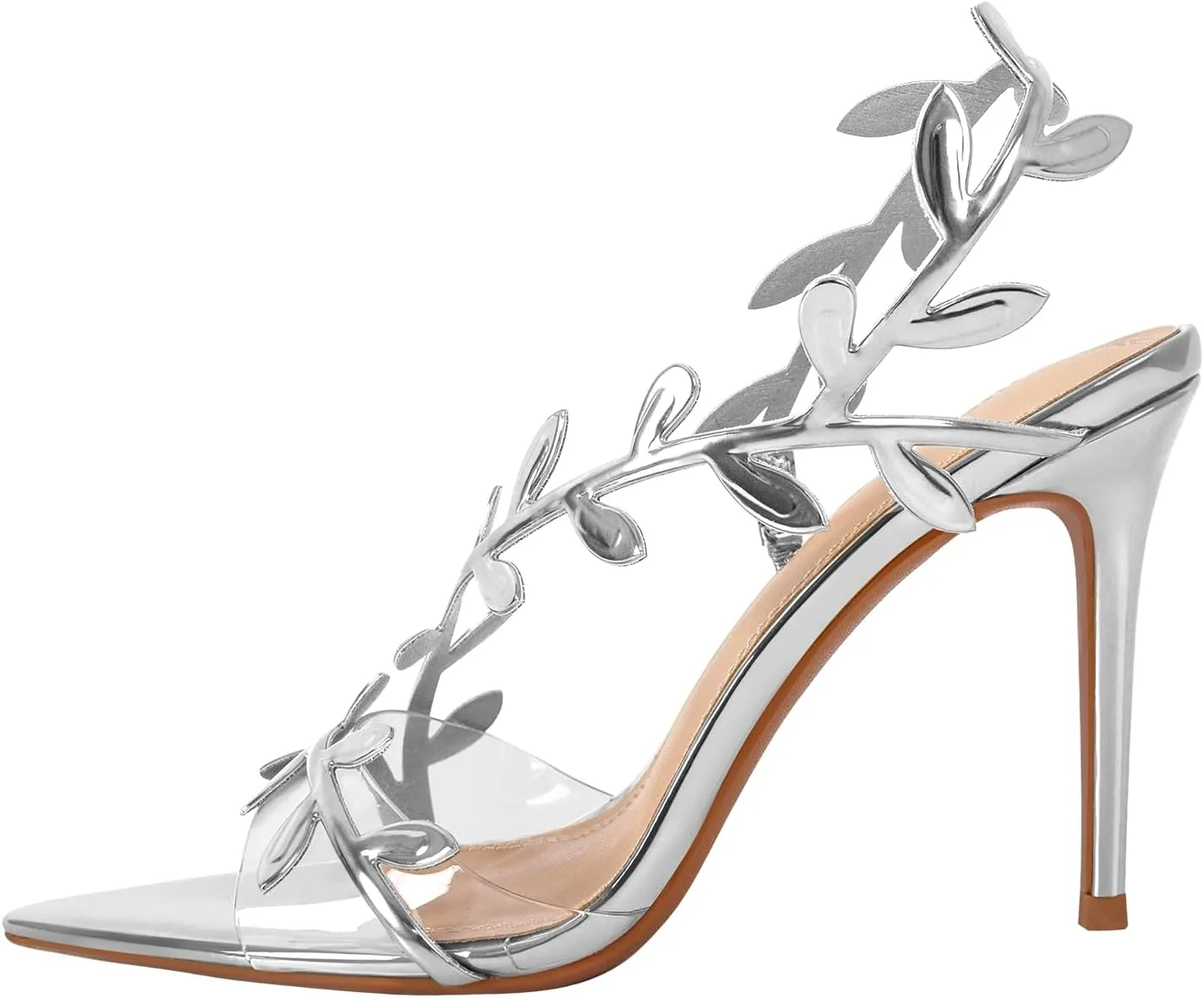 sexytag Clear Stiletto High Heels Pointed Open Toe Strappy Slingback Heeled Sandals for Women