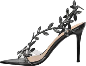 sexytag Clear Stiletto High Heels Pointed Open Toe Strappy Slingback Heeled Sandals for Women