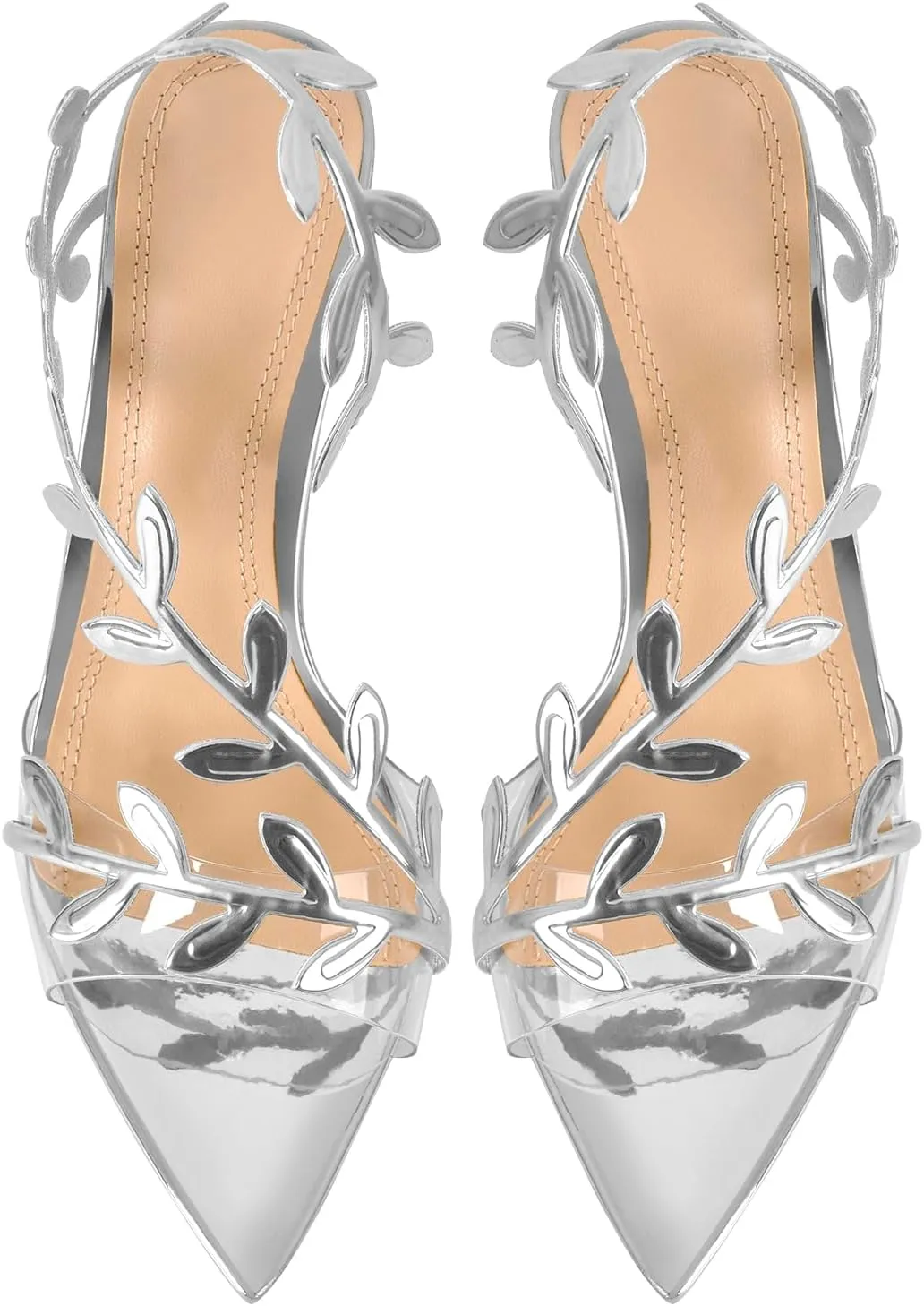 sexytag Clear Stiletto High Heels Pointed Open Toe Strappy Slingback Heeled Sandals for Women