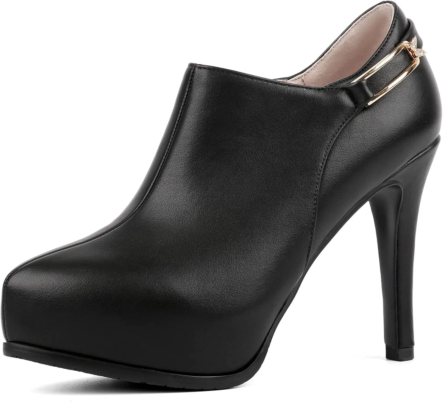 SHEMEE Women's Platform Stiletto High Heel Ankle Booties Thin Heels Pumps Side Zip Short Boots Shoes